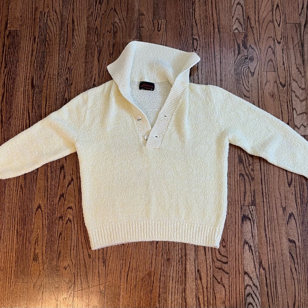 Vintage Lahmar Light Yellow Shawl Neck Sweater